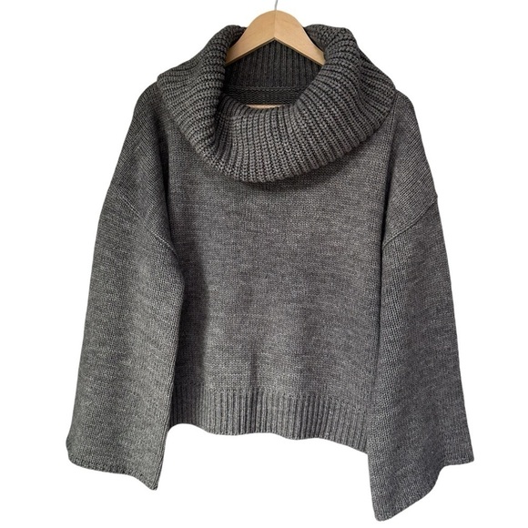 J.ING Chunky Heavy Knit Gray Cowl Neck Sweater, M/L - Picture 1 of 9